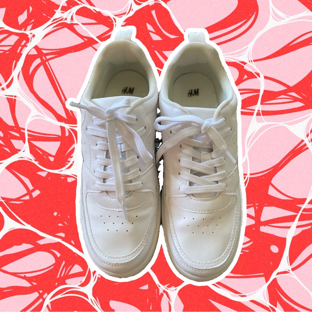 H&M Woman’s White Sneakers, Size 6